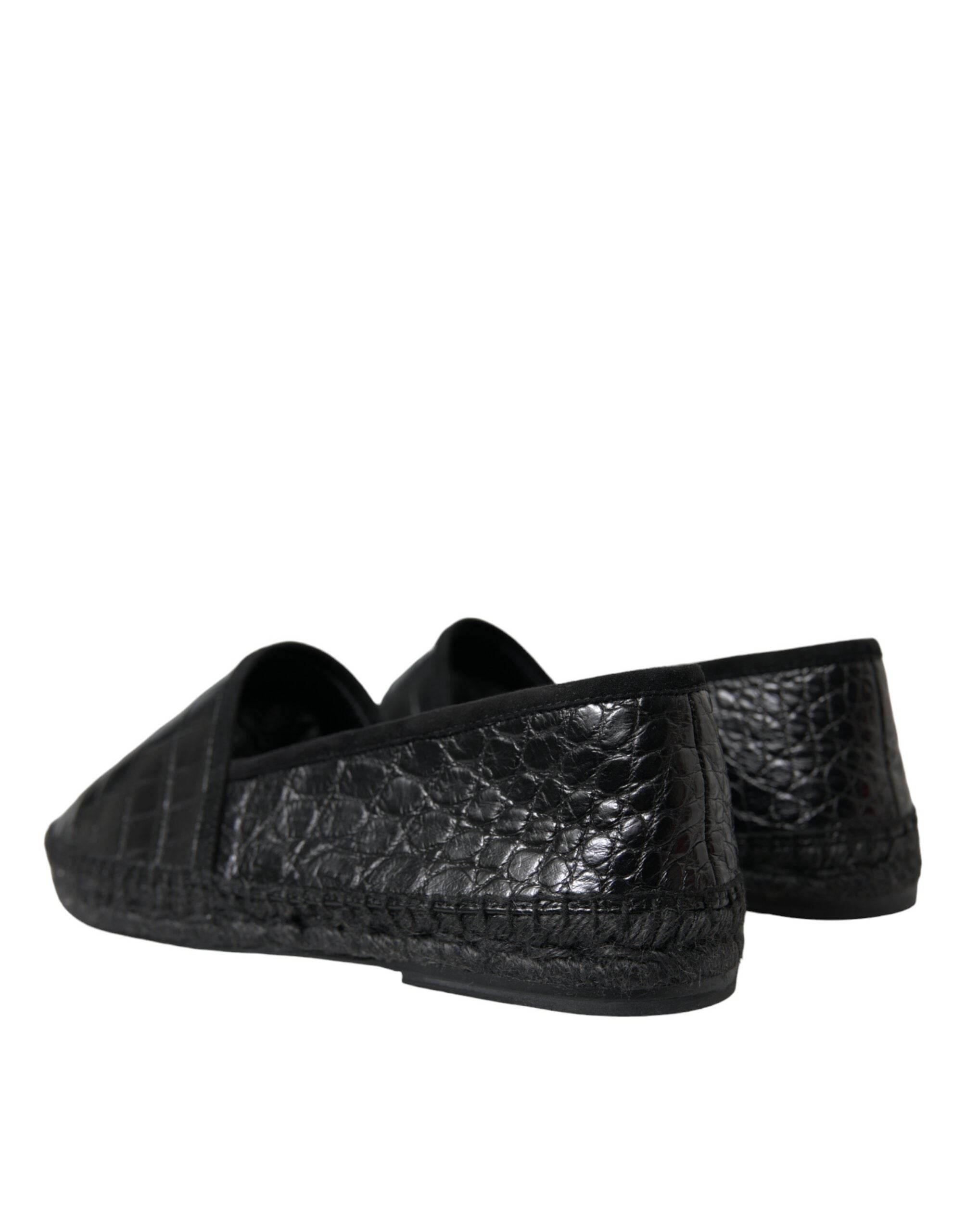 Dolce & Gabbana Exotic Black Leather Espadrilles - Hilstor