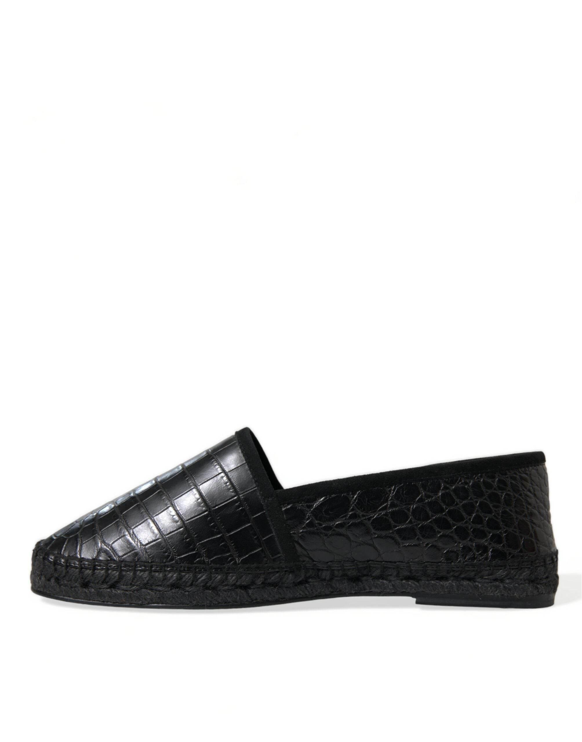 Dolce & Gabbana Exotic Black Leather Espadrilles - Hilstor