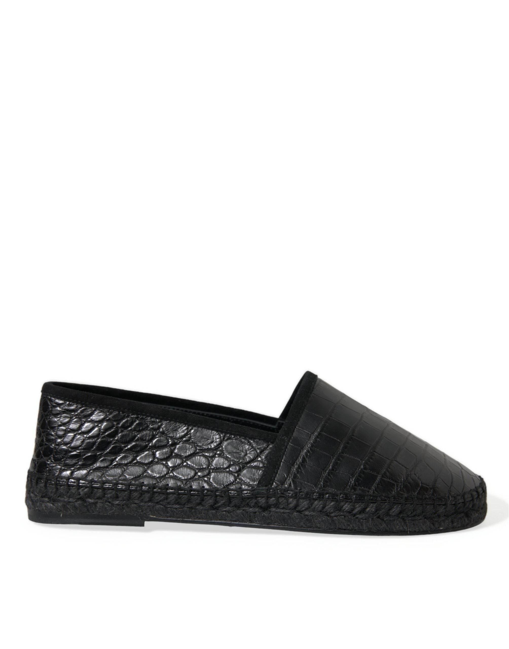Dolce & Gabbana Exotic Black Leather Espadrilles - Hilstor