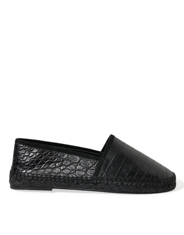Dolce & Gabbana Exotic Black Leather Espadrilles - Hilstor