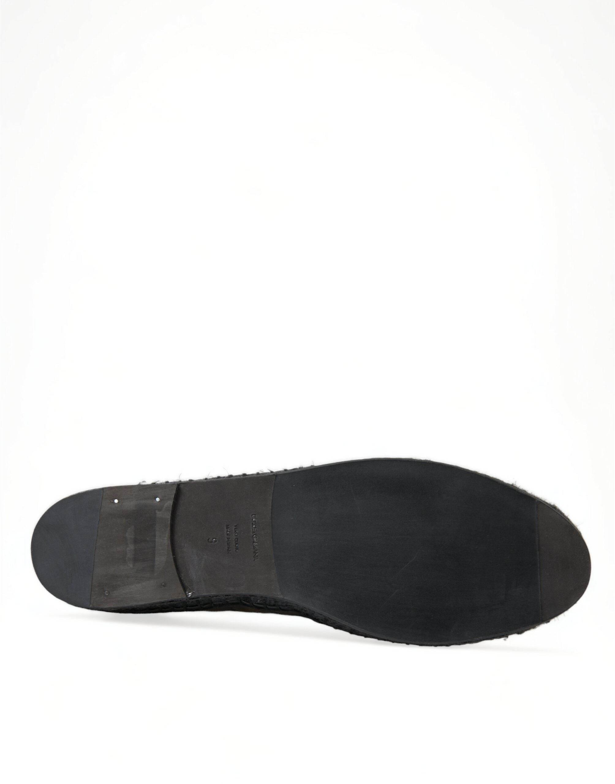 Dolce & Gabbana Exotic Black Leather Espadrilles - Hilstor