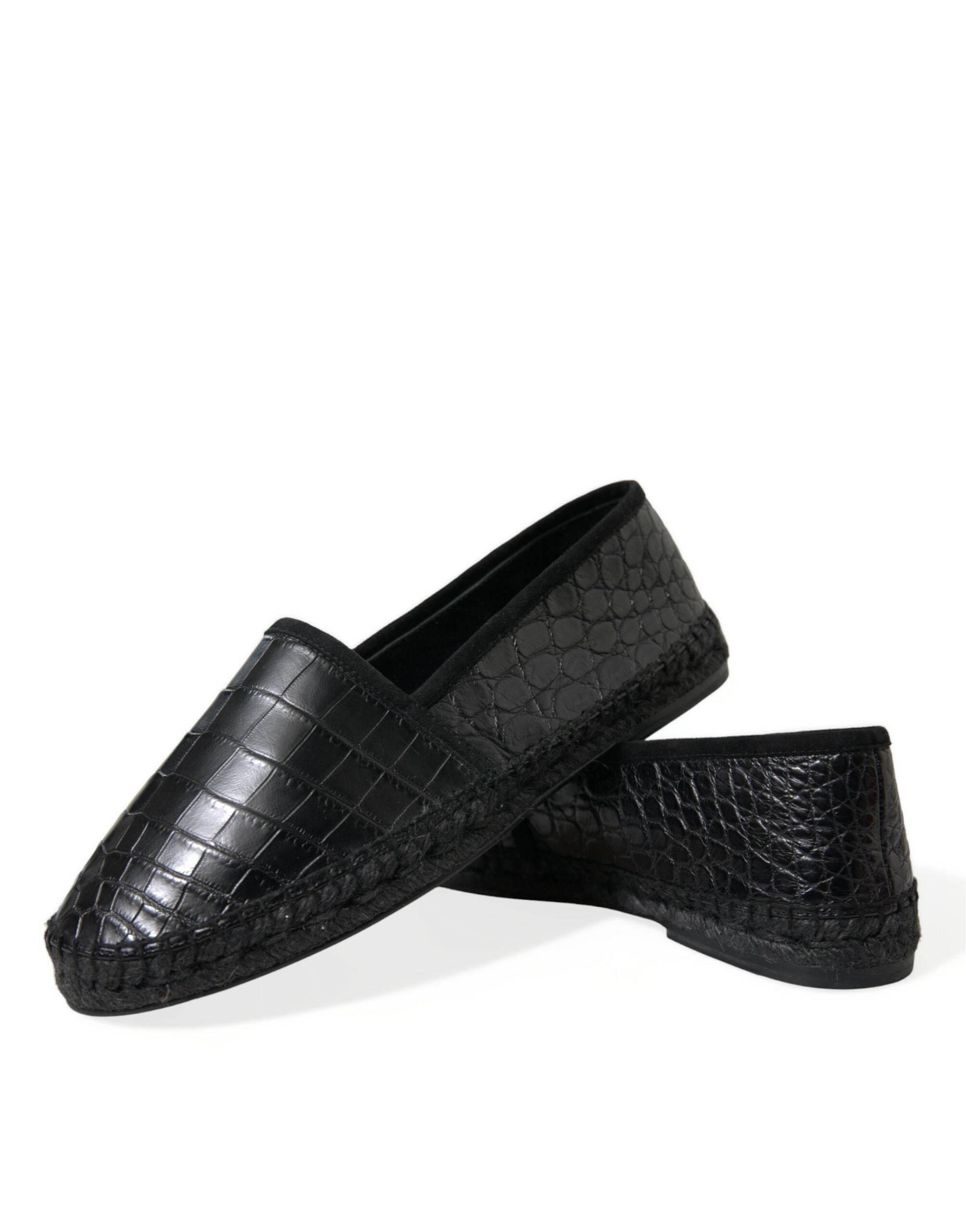 Dolce & Gabbana Exotic Black Leather Espadrilles - Hilstor