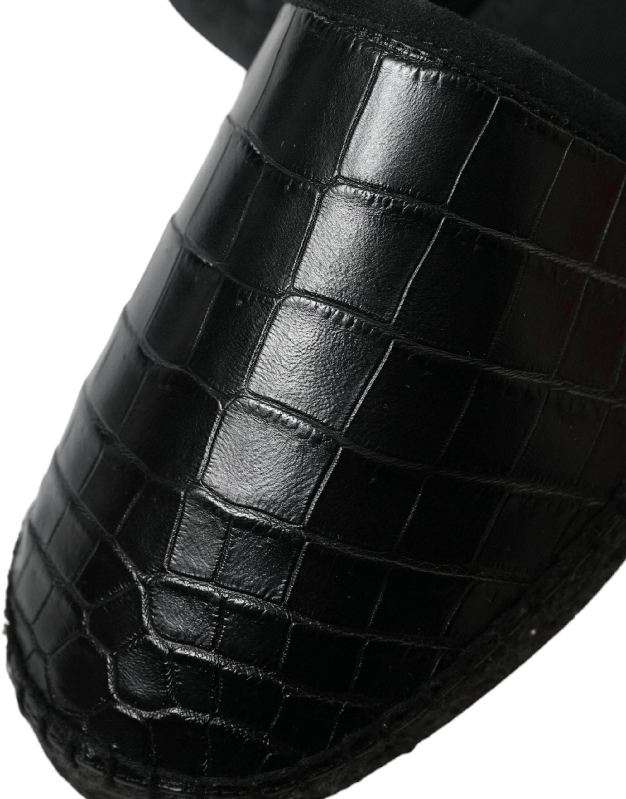 Dolce & Gabbana Exotic Black Leather Espadrilles - Hilstor