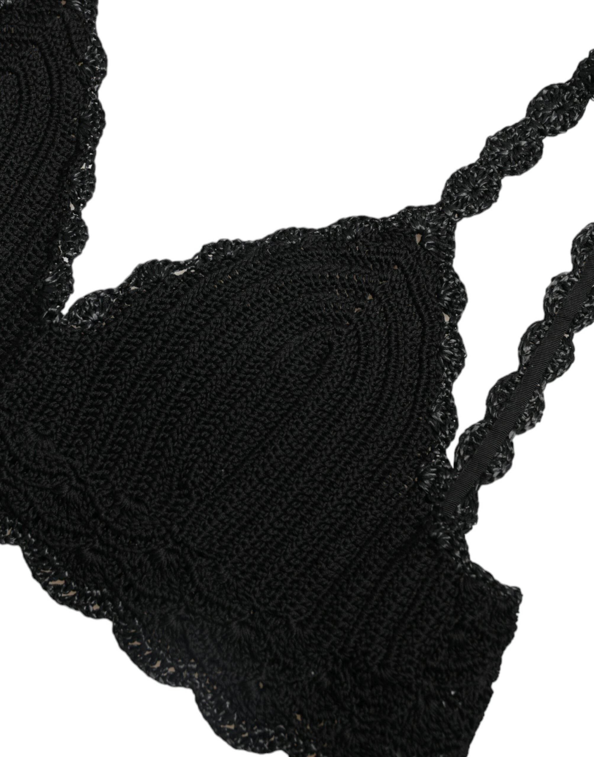 Dolce & Gabbana Black Cotton Bustier Cropped Crochet Tank Top - Hilstor