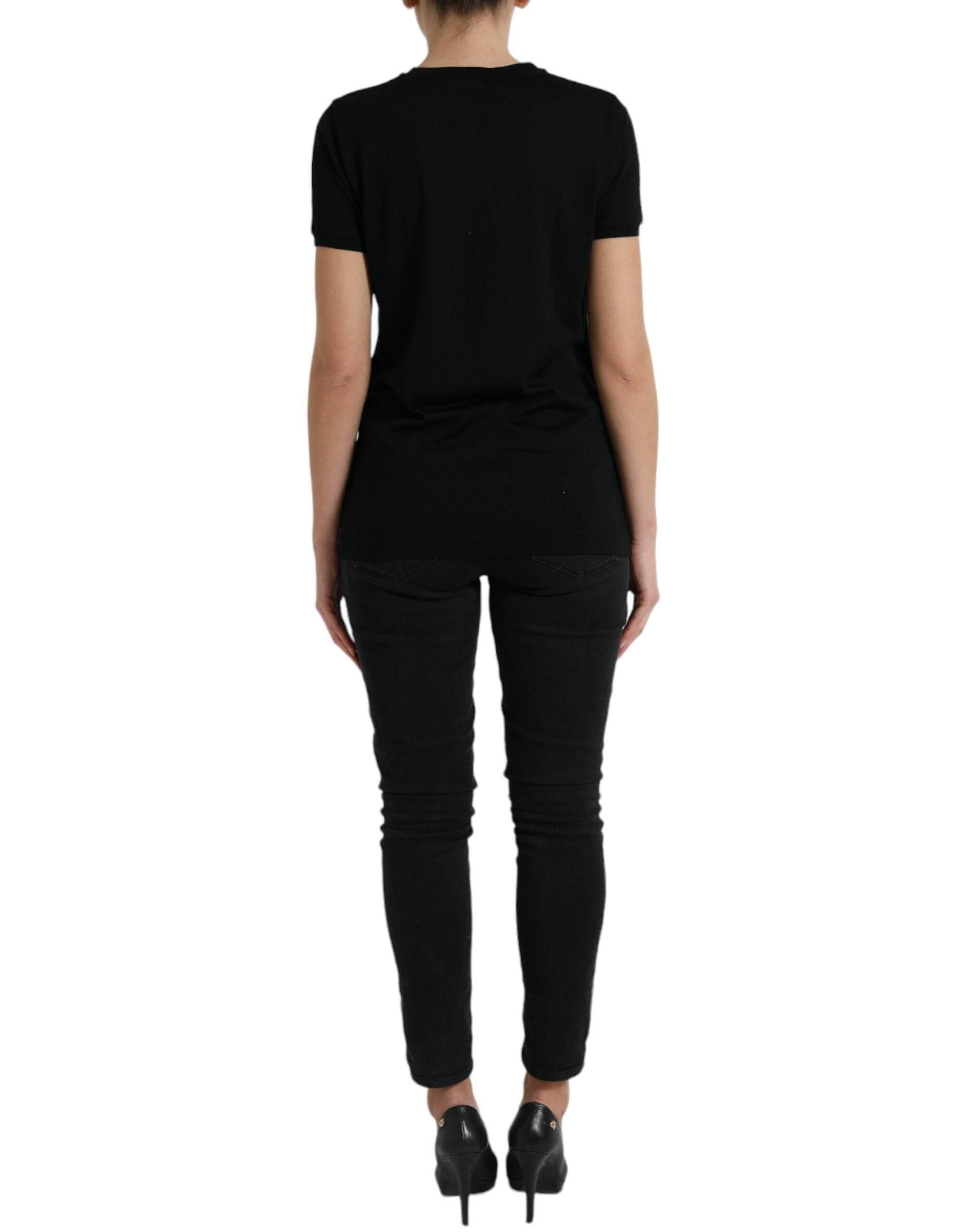 Dolce & Gabbana Black Wool Short Sleeves Crewneck Top T-shirt - Hilstor