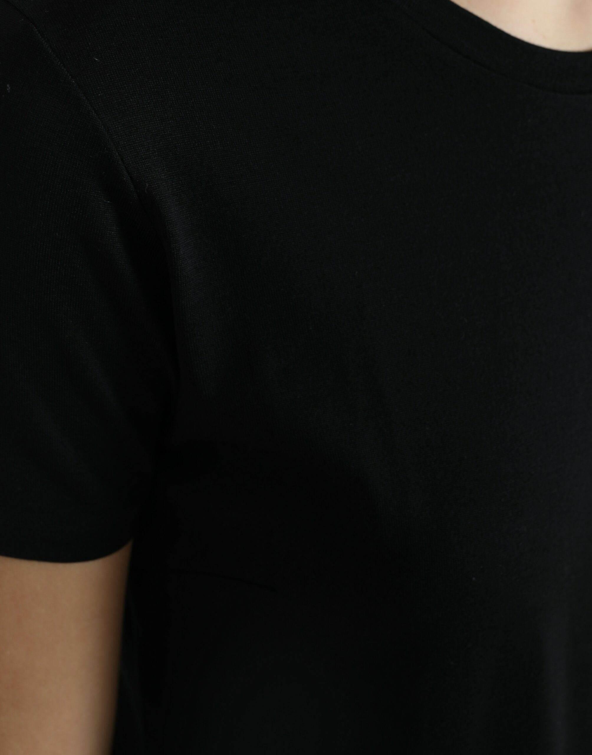 Dolce & Gabbana Black Wool Short Sleeves Crewneck Top T-shirt - Hilstor