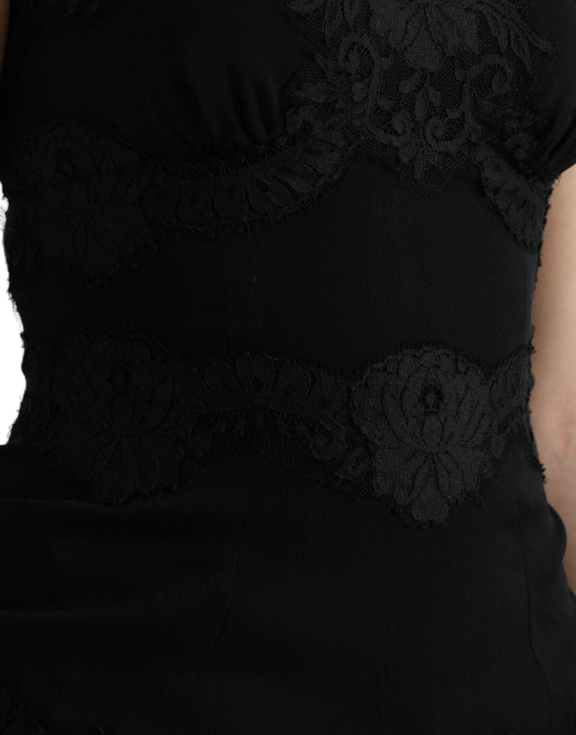 Dolce & Gabbana Black Silk Stretch Lace Sleeveless Tank Top - Hilstor