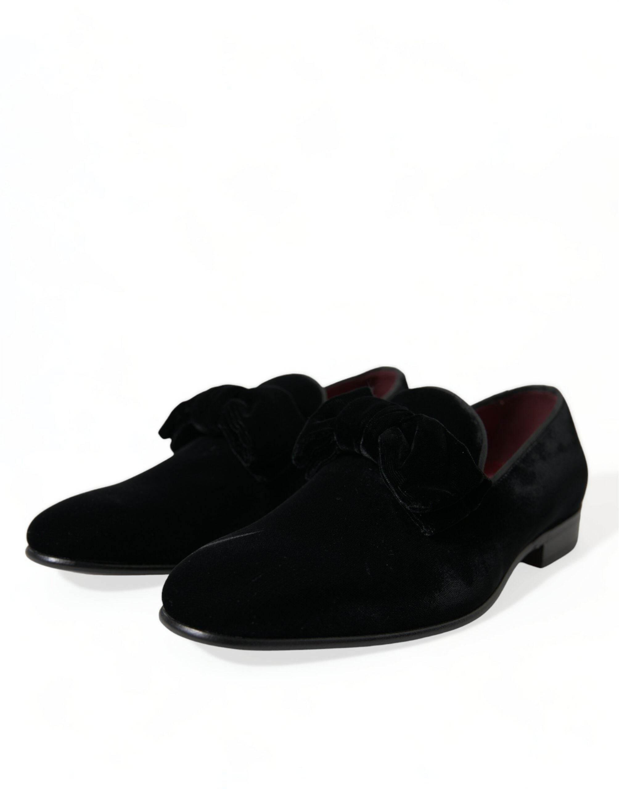 Dolce & Gabbana Elegant Black Velvet Loafers - Men's Luxury Footwear - Hilstor