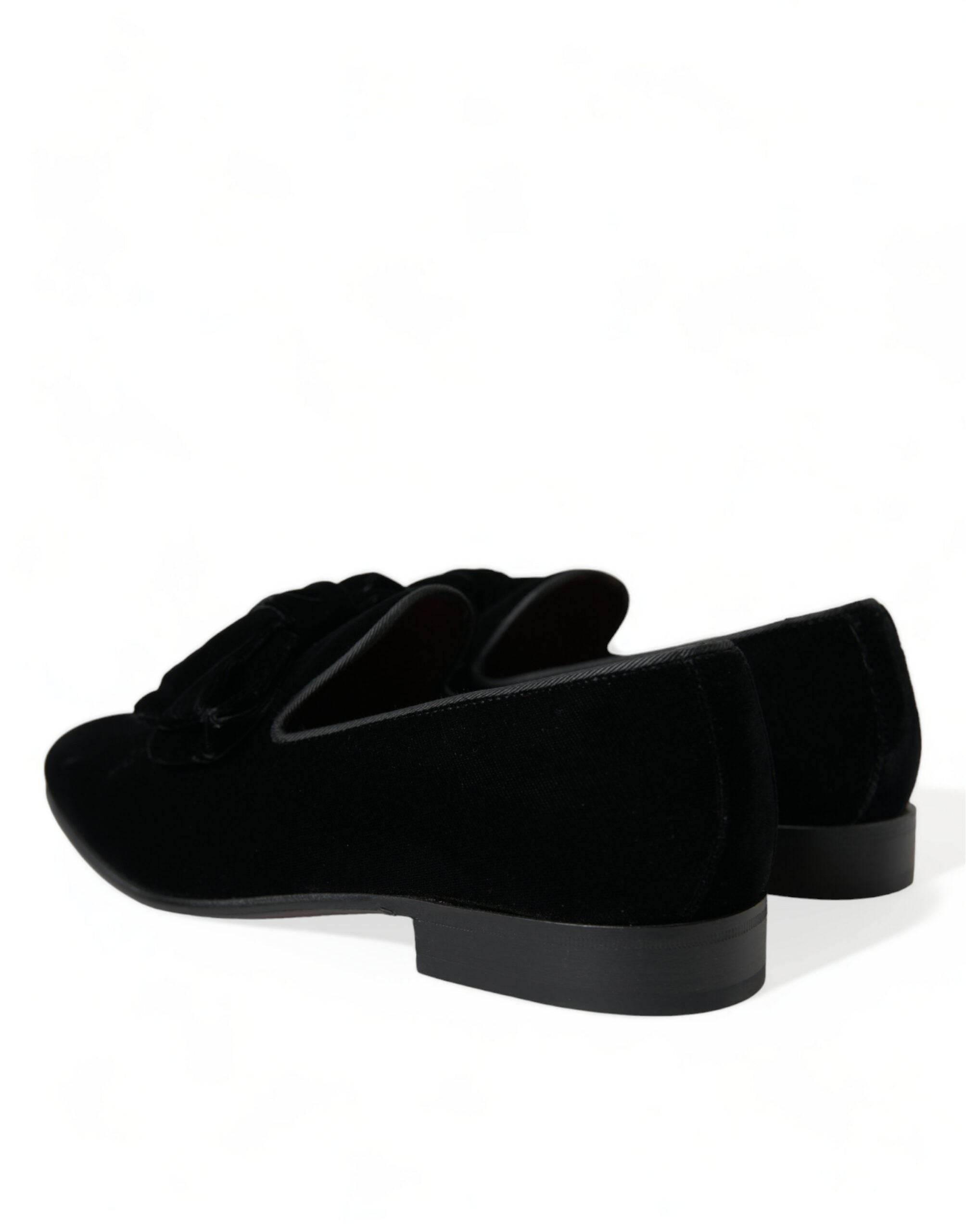 Dolce & Gabbana Elegant Black Velvet Loafers - Men's Luxury Footwear - Hilstor
