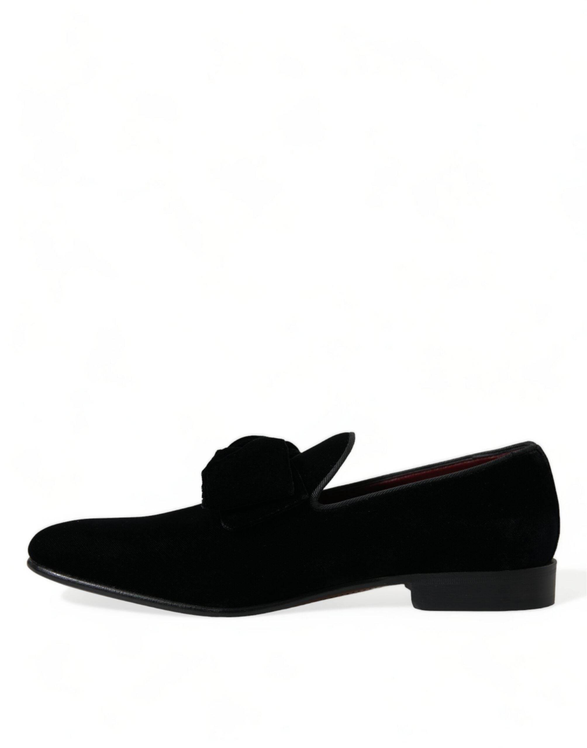 Dolce & Gabbana Elegant Black Velvet Loafers - Men's Luxury Footwear - Hilstor