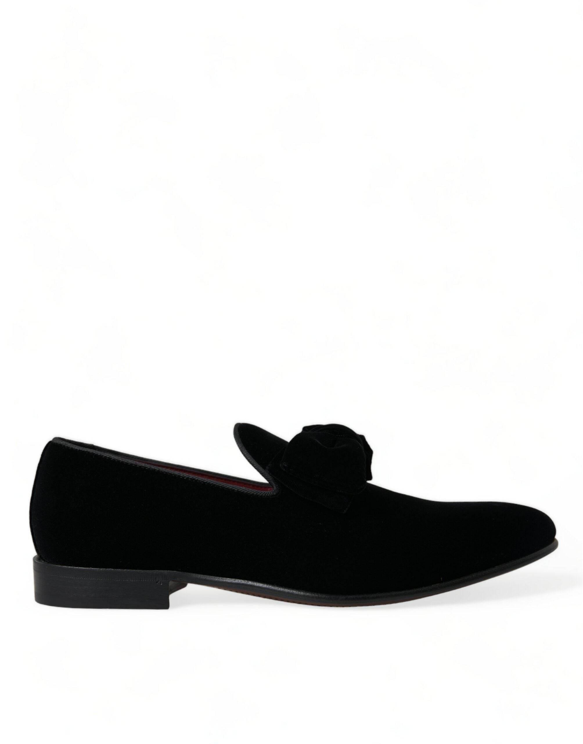 Dolce & Gabbana Elegant Black Velvet Loafers - Men's Luxury Footwear - Hilstor