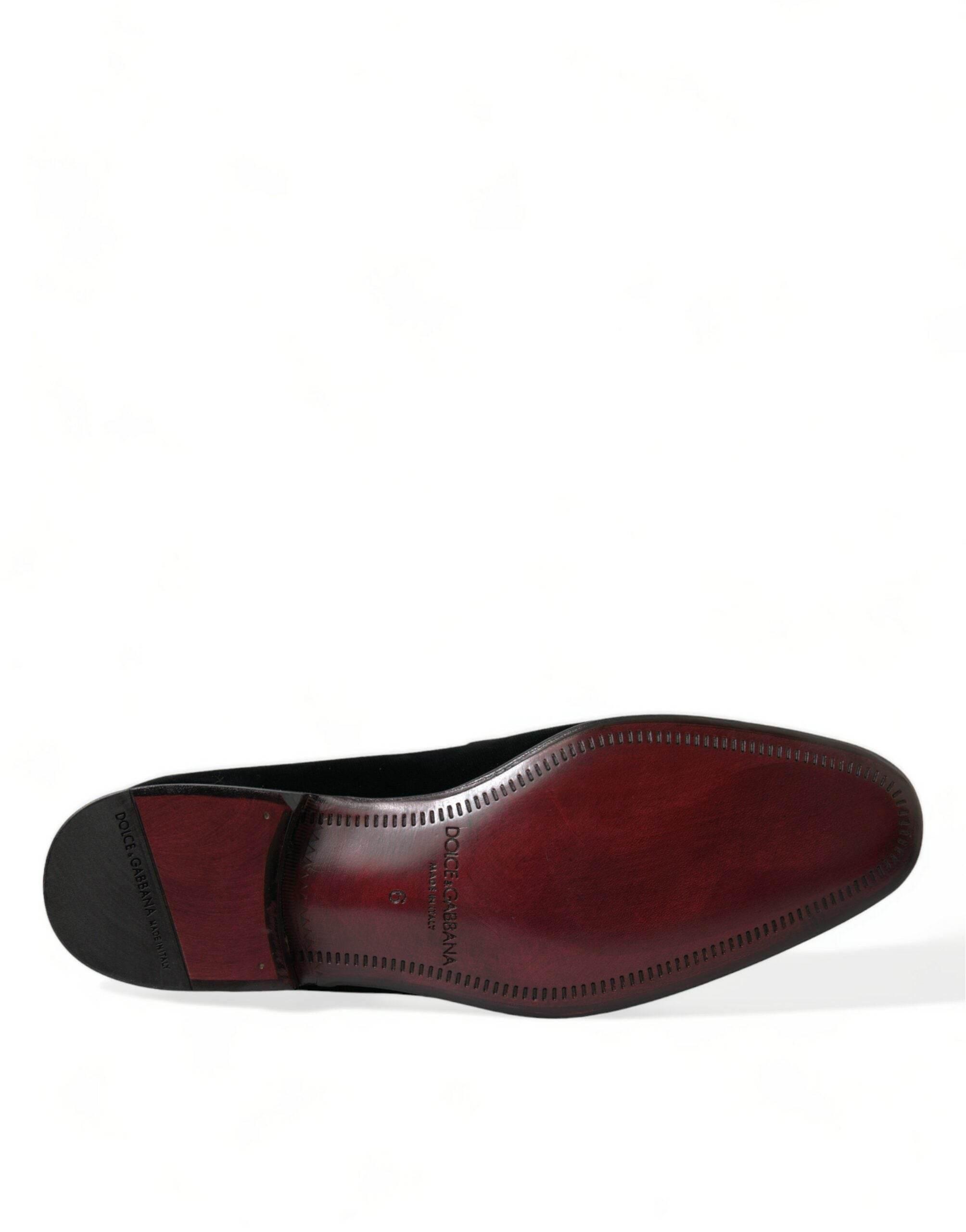 Dolce & Gabbana Elegant Black Velvet Loafers - Men's Luxury Footwear - Hilstor
