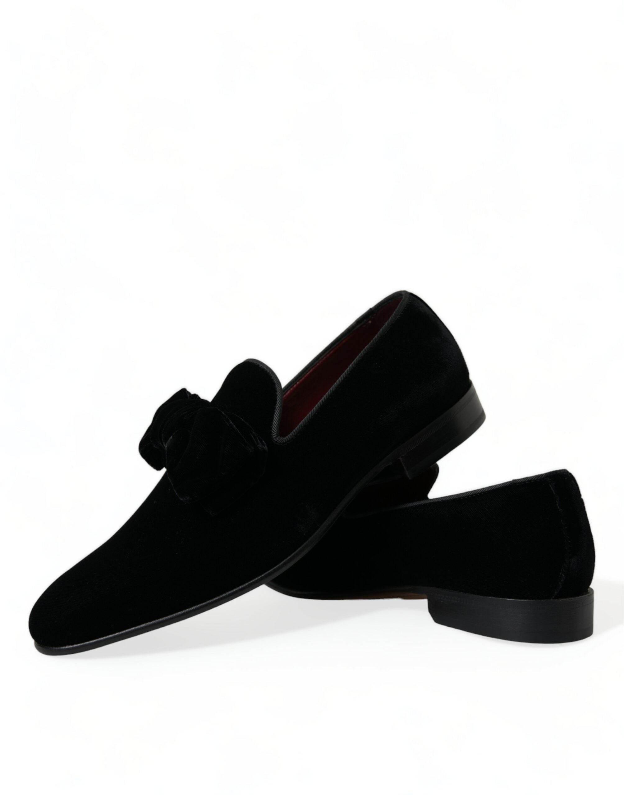Dolce & Gabbana Elegant Black Velvet Loafers - Men's Luxury Footwear - Hilstor