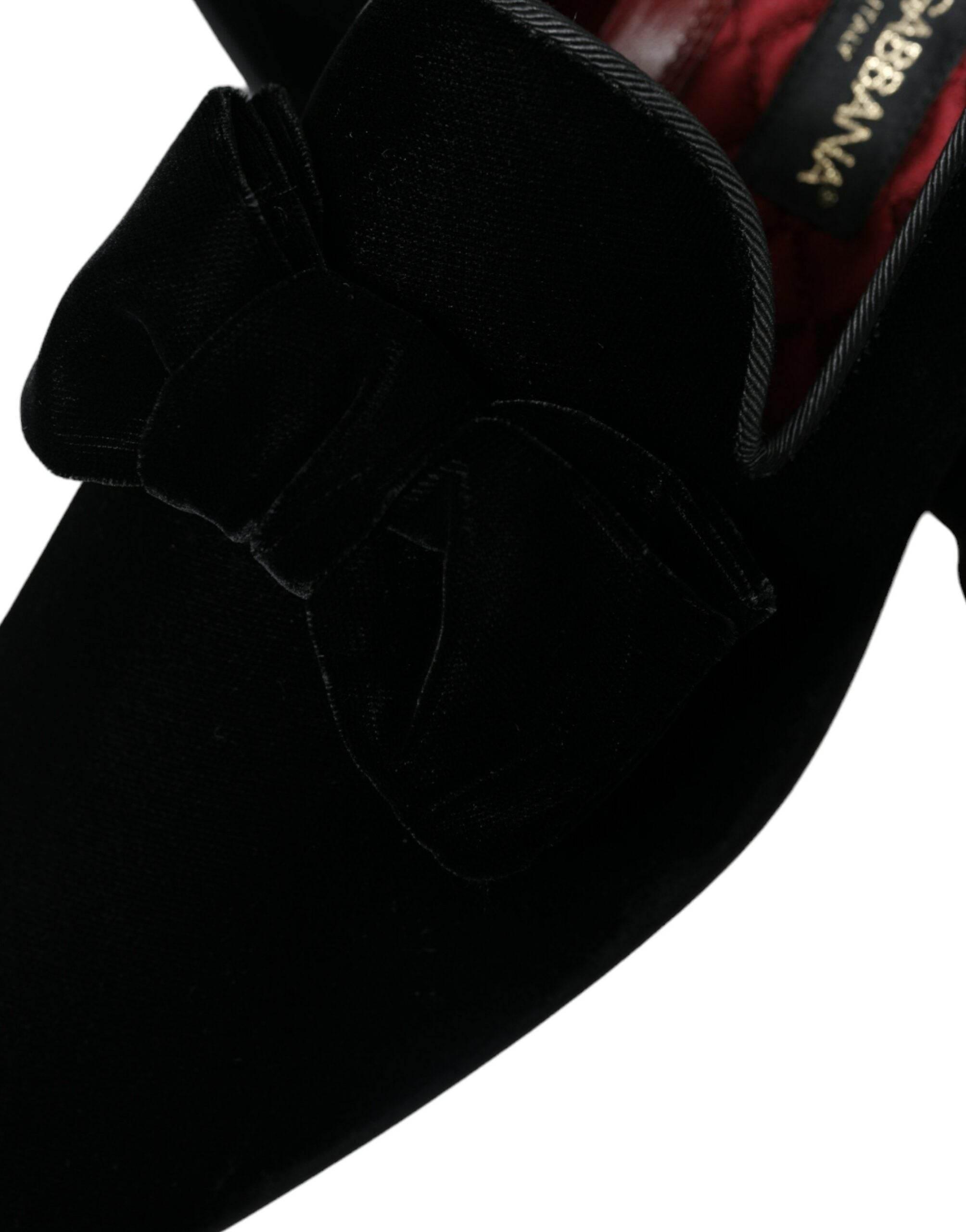 Dolce & Gabbana Elegant Black Velvet Loafers - Men's Luxury Footwear - Hilstor