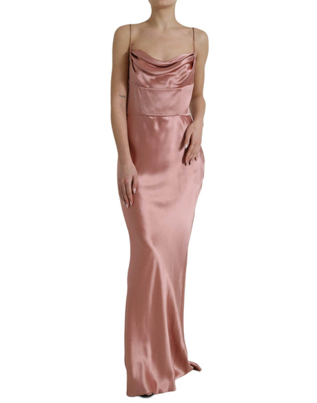 Dolce & Gabbana Elegant Long Silk Gown in Pink - Hilstor