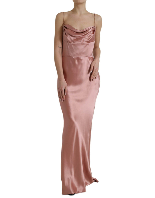 Dolce & Gabbana Elegant Long Silk Gown in Pink - Hilstor