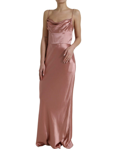 Dolce & Gabbana Elegant Long Silk Gown in Pink - Hilstor