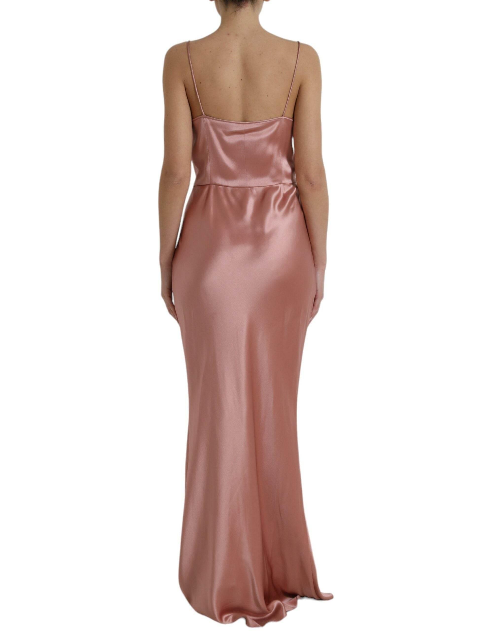 Dolce & Gabbana Elegant Long Silk Gown in Pink - Hilstor