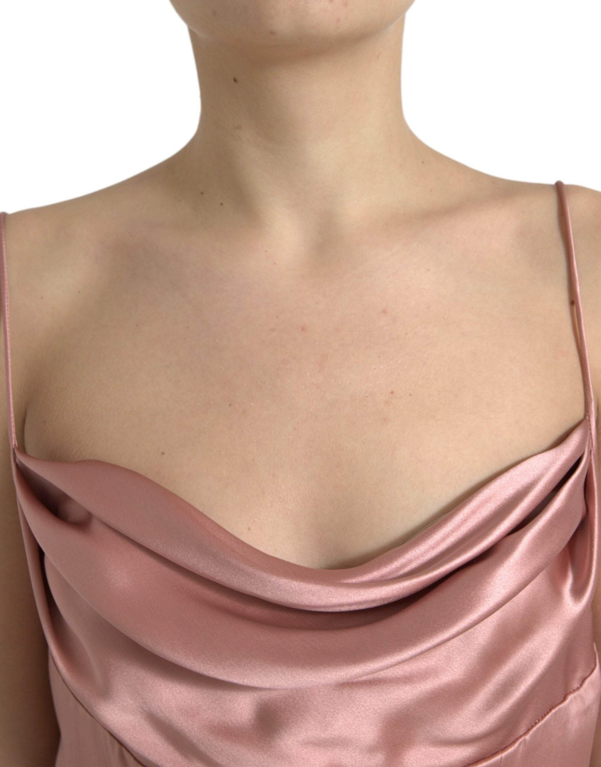 Dolce & Gabbana Elegant Long Silk Gown in Pink - Hilstor