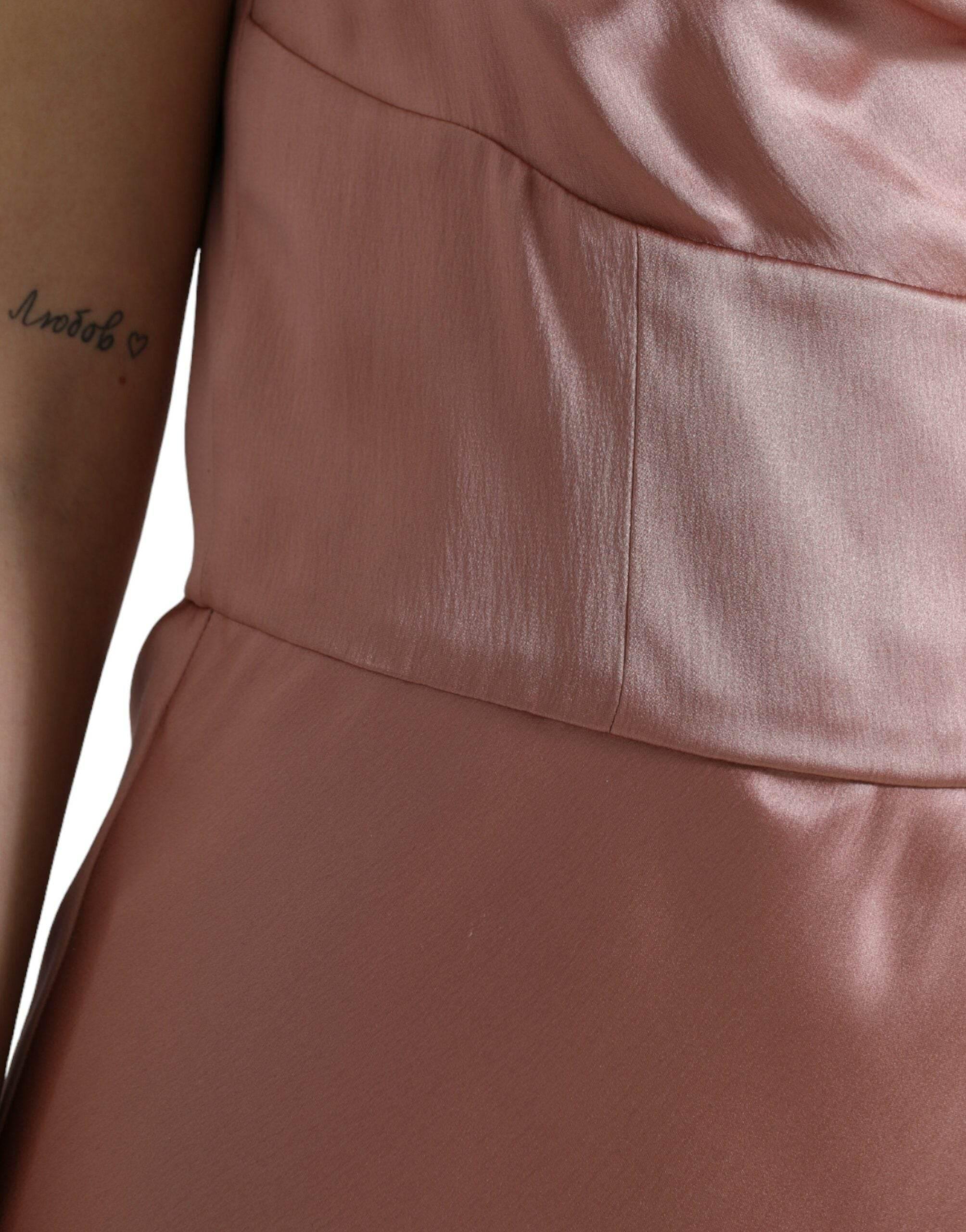 Dolce & Gabbana Elegant Long Silk Gown in Pink - Hilstor
