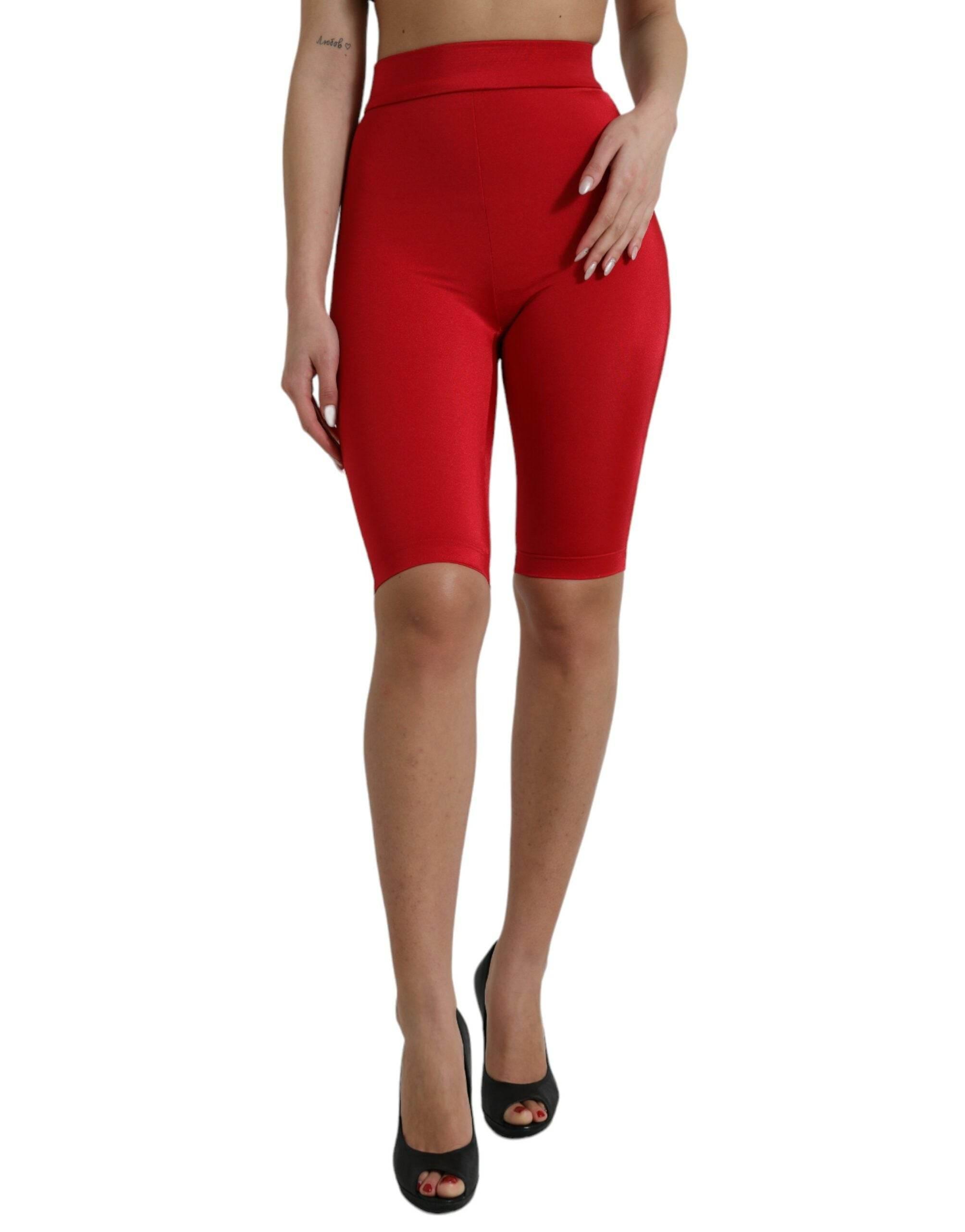 Dolce & Gabbana Red Stretch High Waist Cropped Leggings Pants - Hilstor