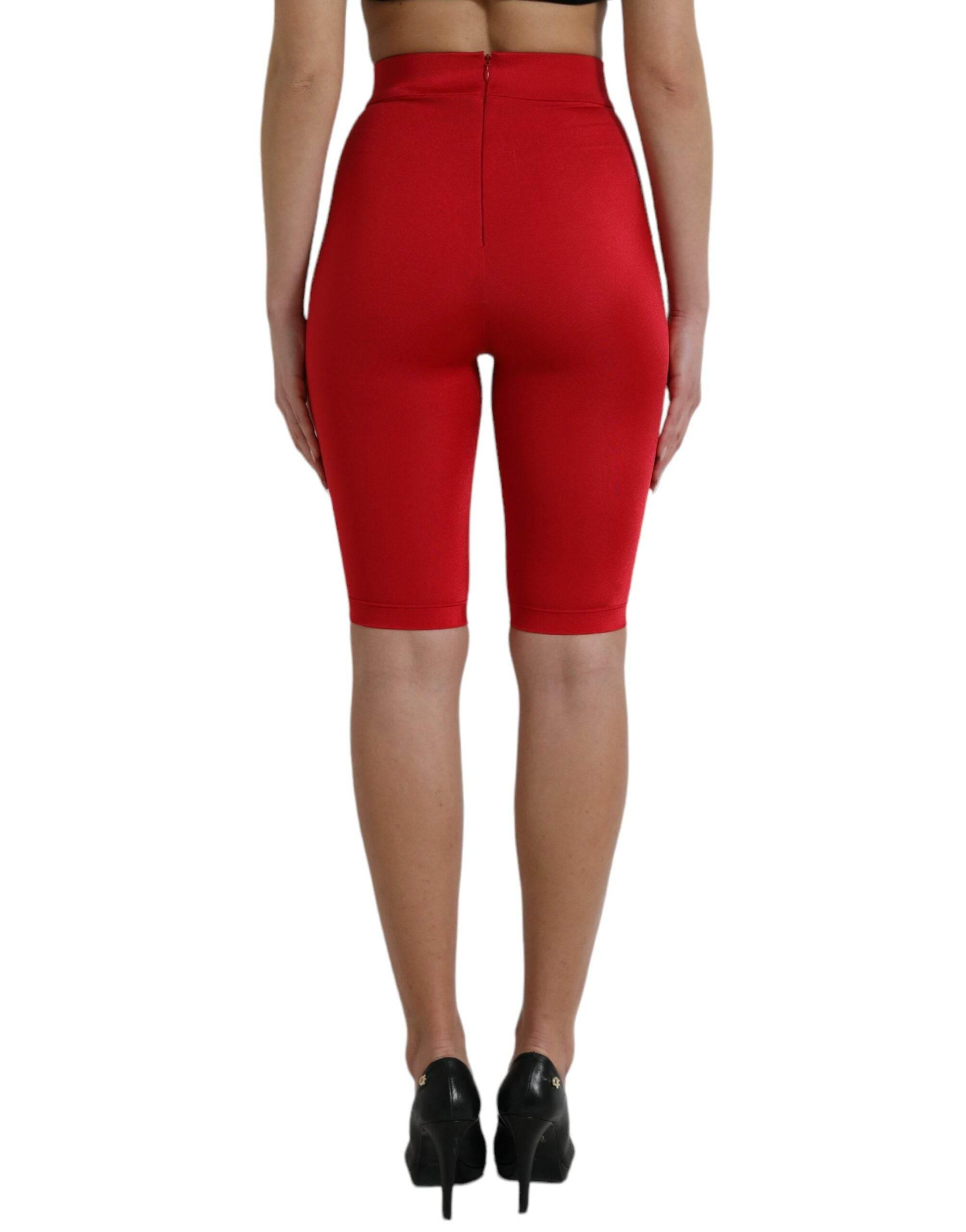 Dolce & Gabbana Red Stretch High Waist Cropped Leggings Pants - Hilstor