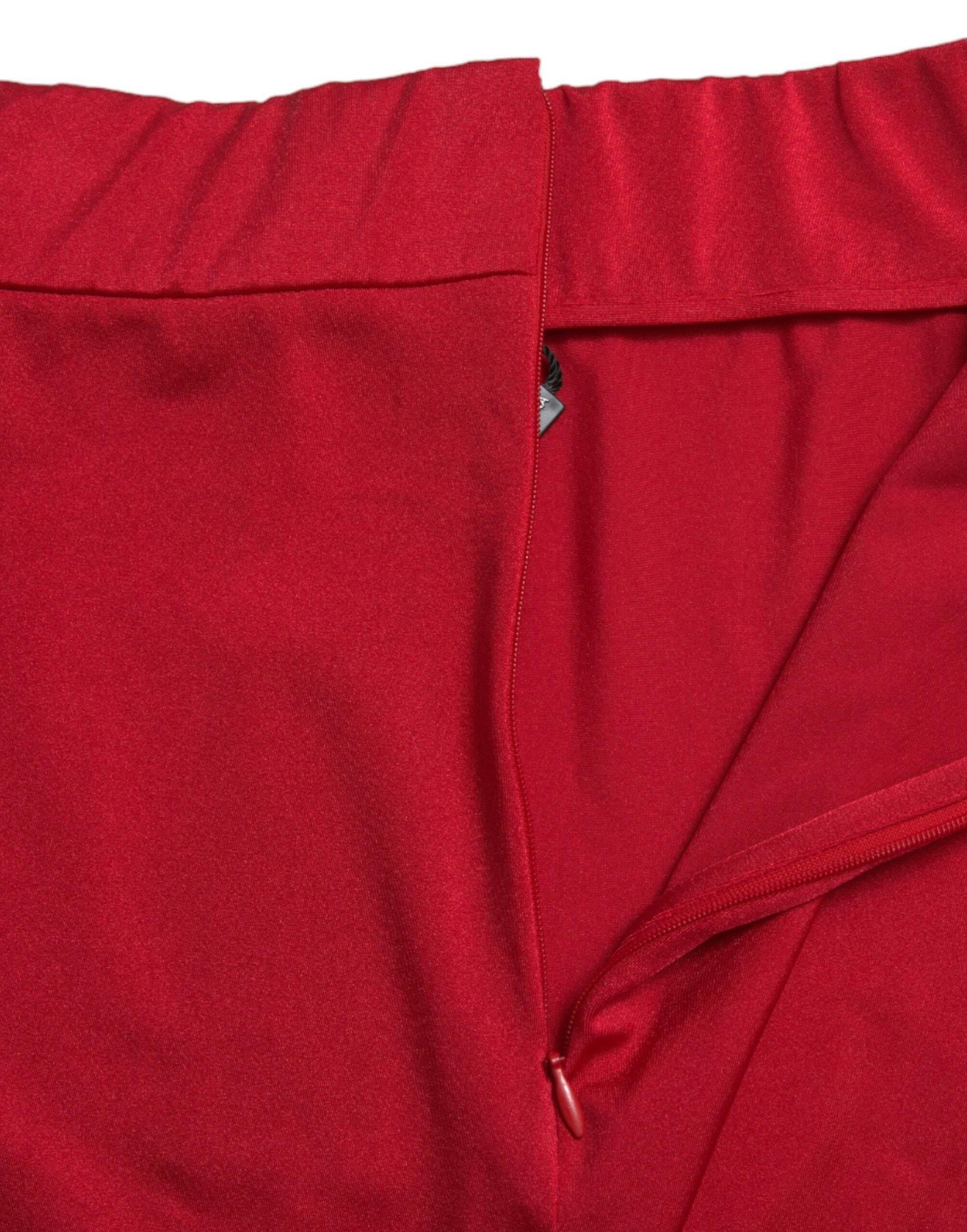 Dolce & Gabbana Red Stretch High Waist Cropped Leggings Pants - Hilstor