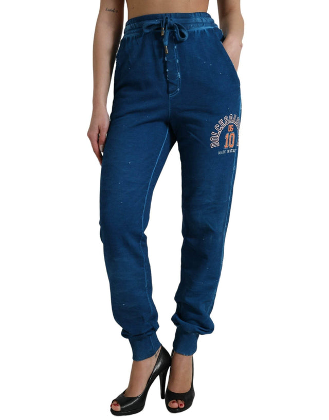 Dolce & Gabbana Blue Logo Cotton Jogger Sweatpants Pants - Hilstor