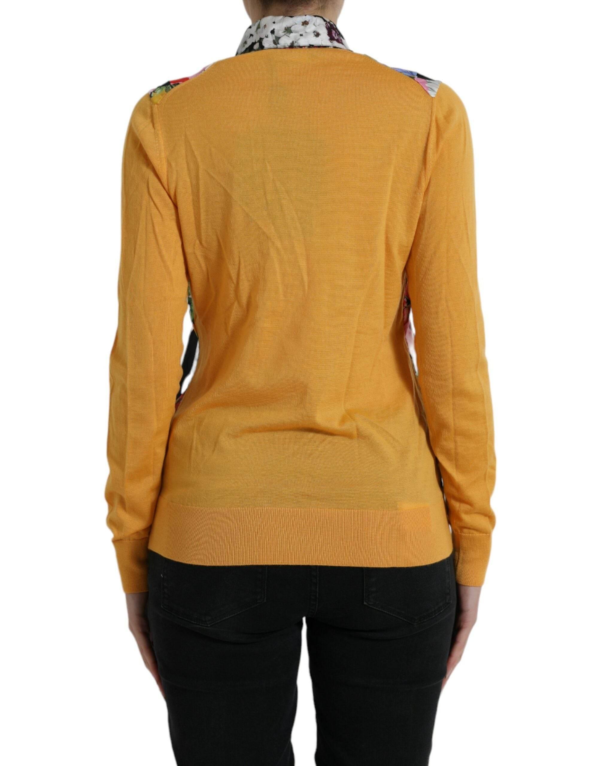 Dolce & Gabbana Elegant Patchwork Henley Silk Blend Sweater - Hilstor