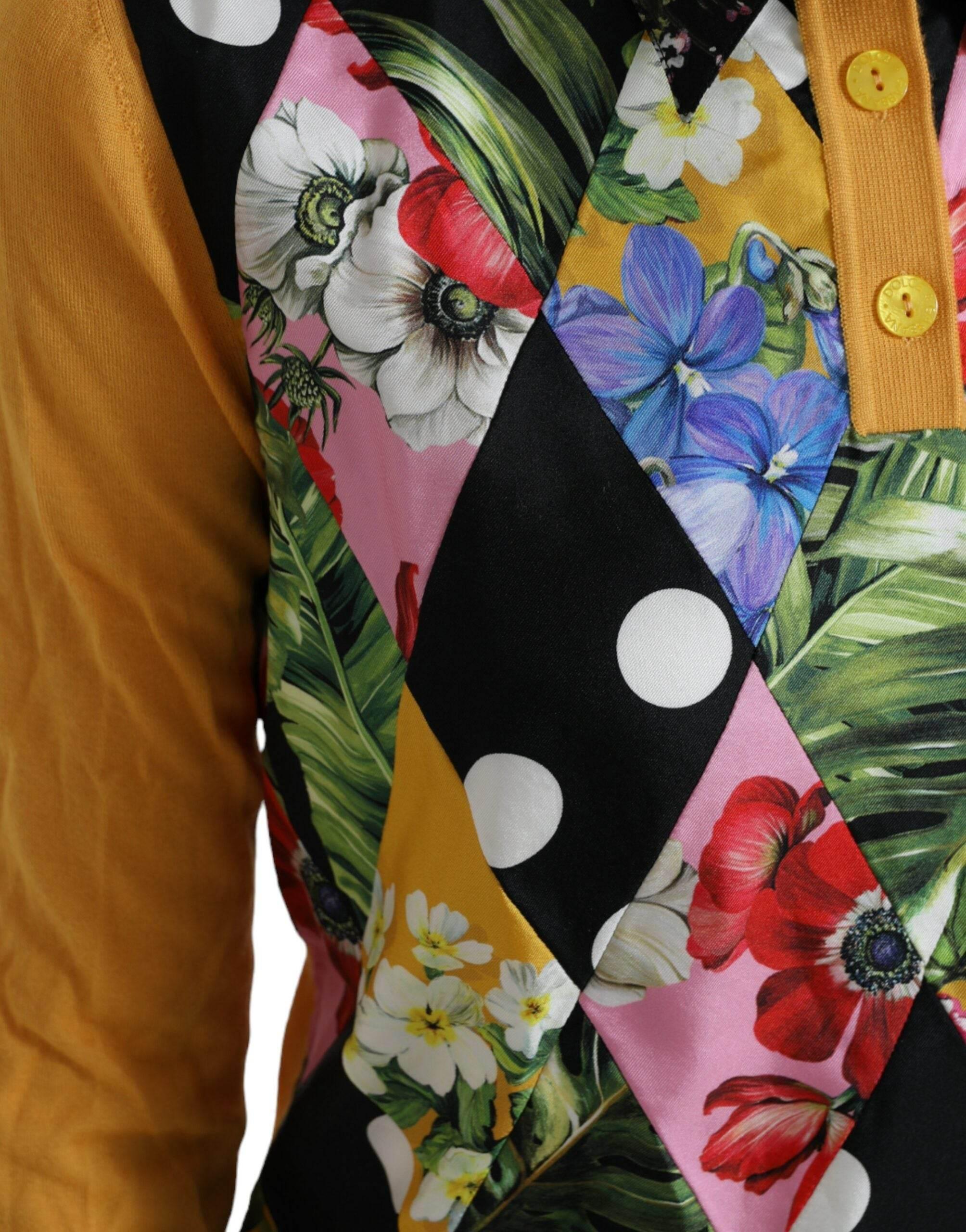 Dolce & Gabbana Elegant Patchwork Henley Silk Blend Sweater - Hilstor