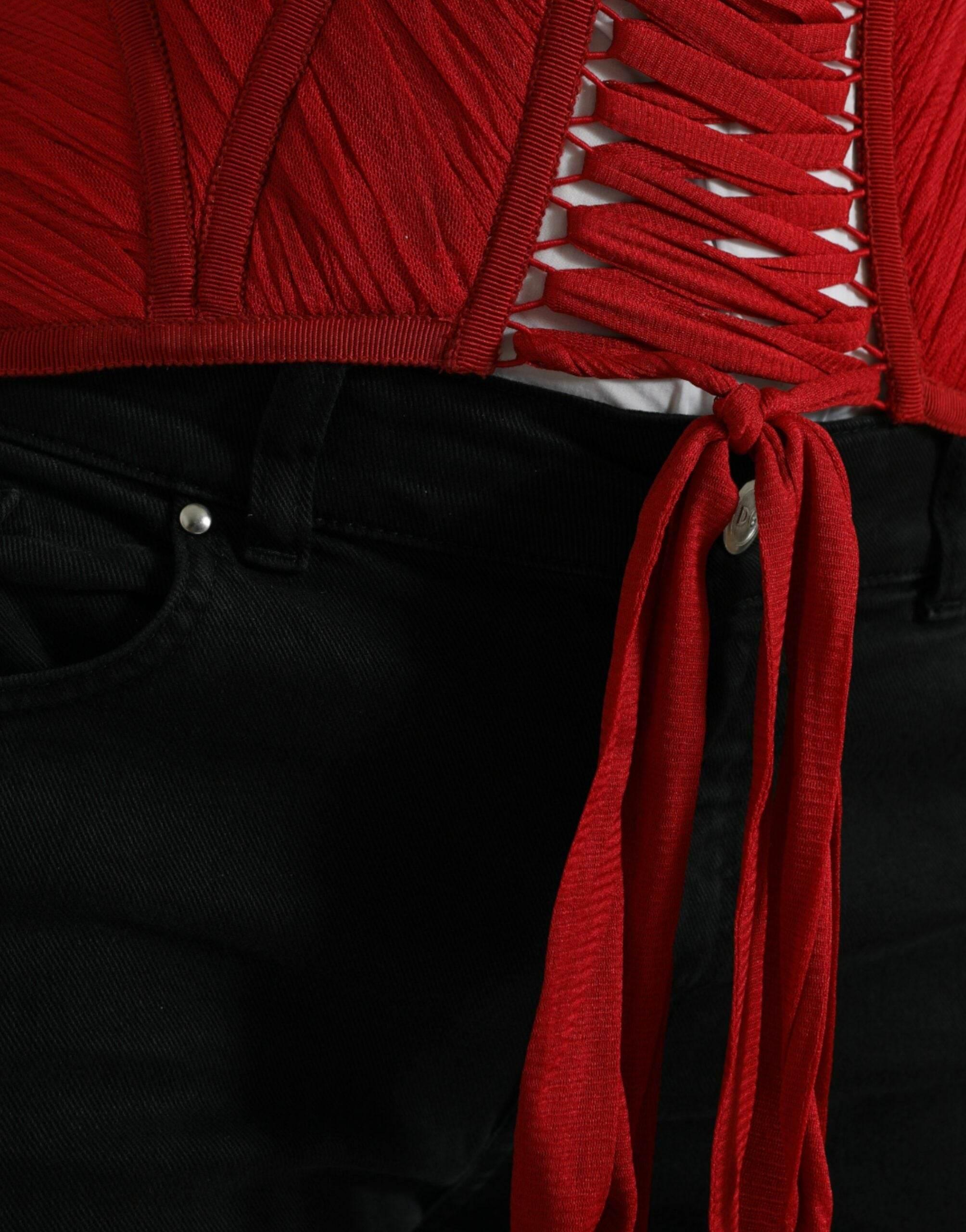 Dolce & Gabbana Silk Corset Waist Belt in Fiery Red - Hilstor