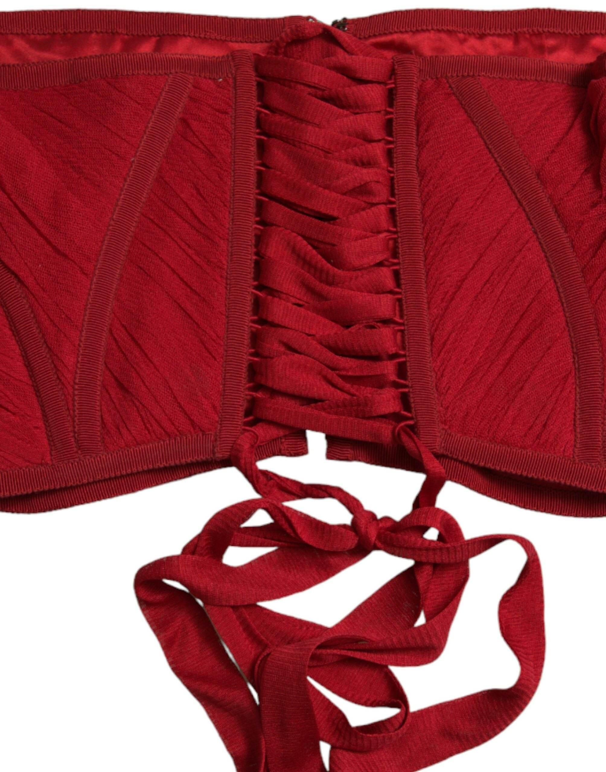 Dolce & Gabbana Silk Corset Waist Belt in Fiery Red - Hilstor