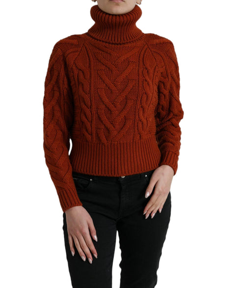 Dolce & Gabbana Brown Wool Knit Turtleneck Pullover Sweater - Hilstor