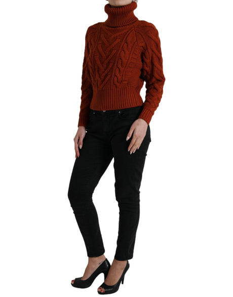Dolce & Gabbana Brown Wool Knit Turtleneck Pullover Sweater - Hilstor