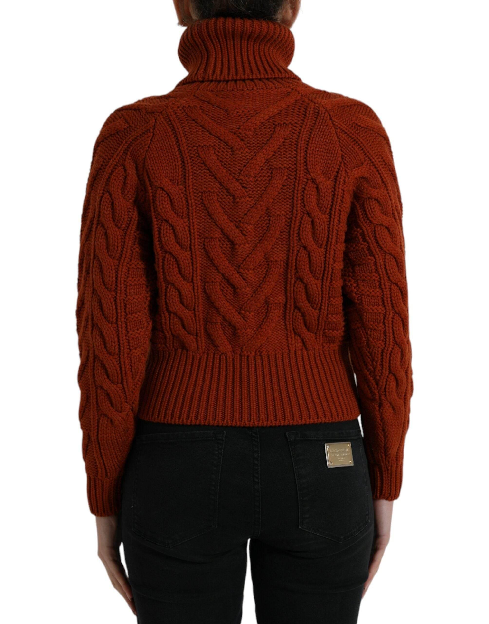 Dolce & Gabbana Brown Wool Knit Turtleneck Pullover Sweater - Hilstor