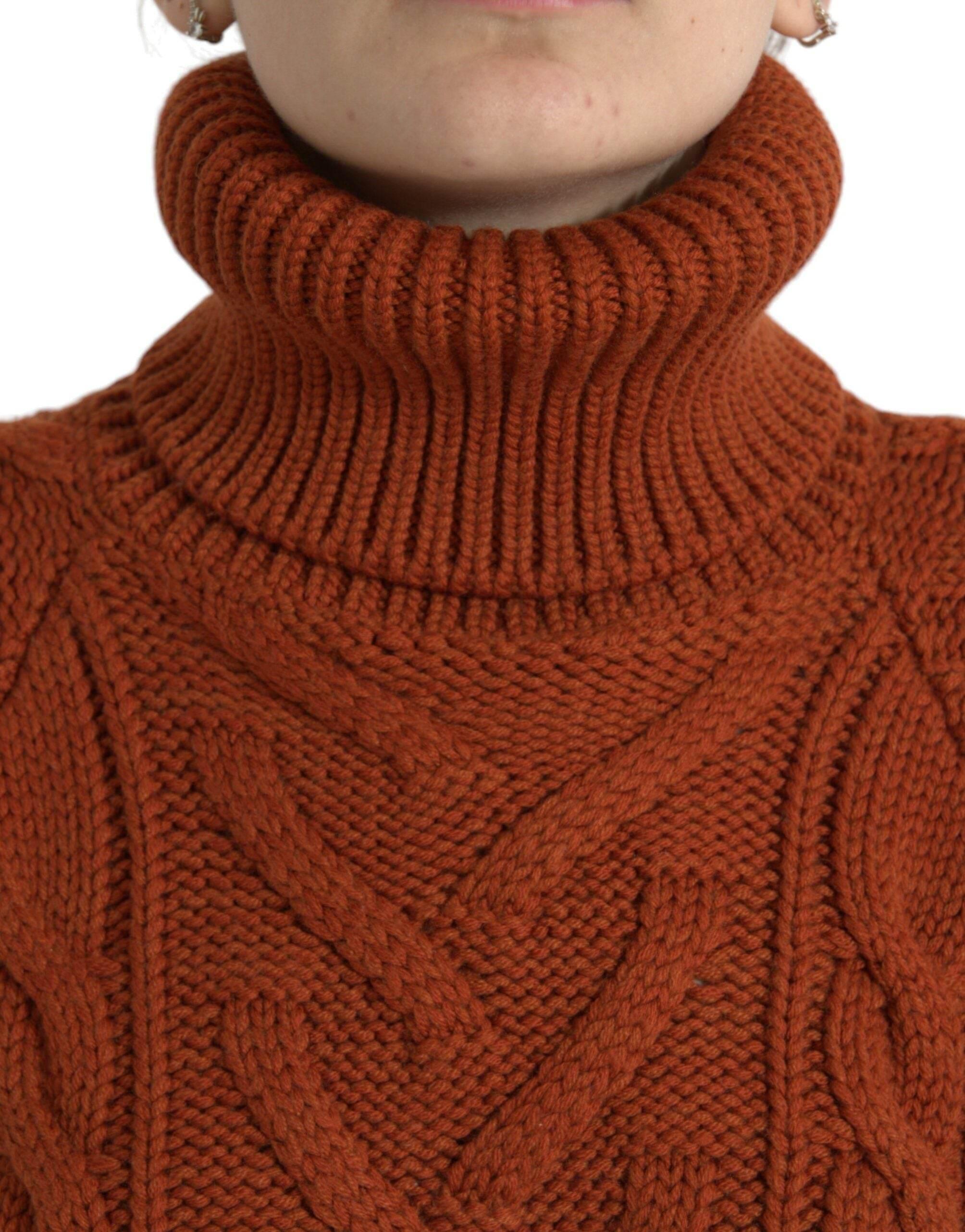 Dolce & Gabbana Brown Wool Knit Turtleneck Pullover Sweater - Hilstor