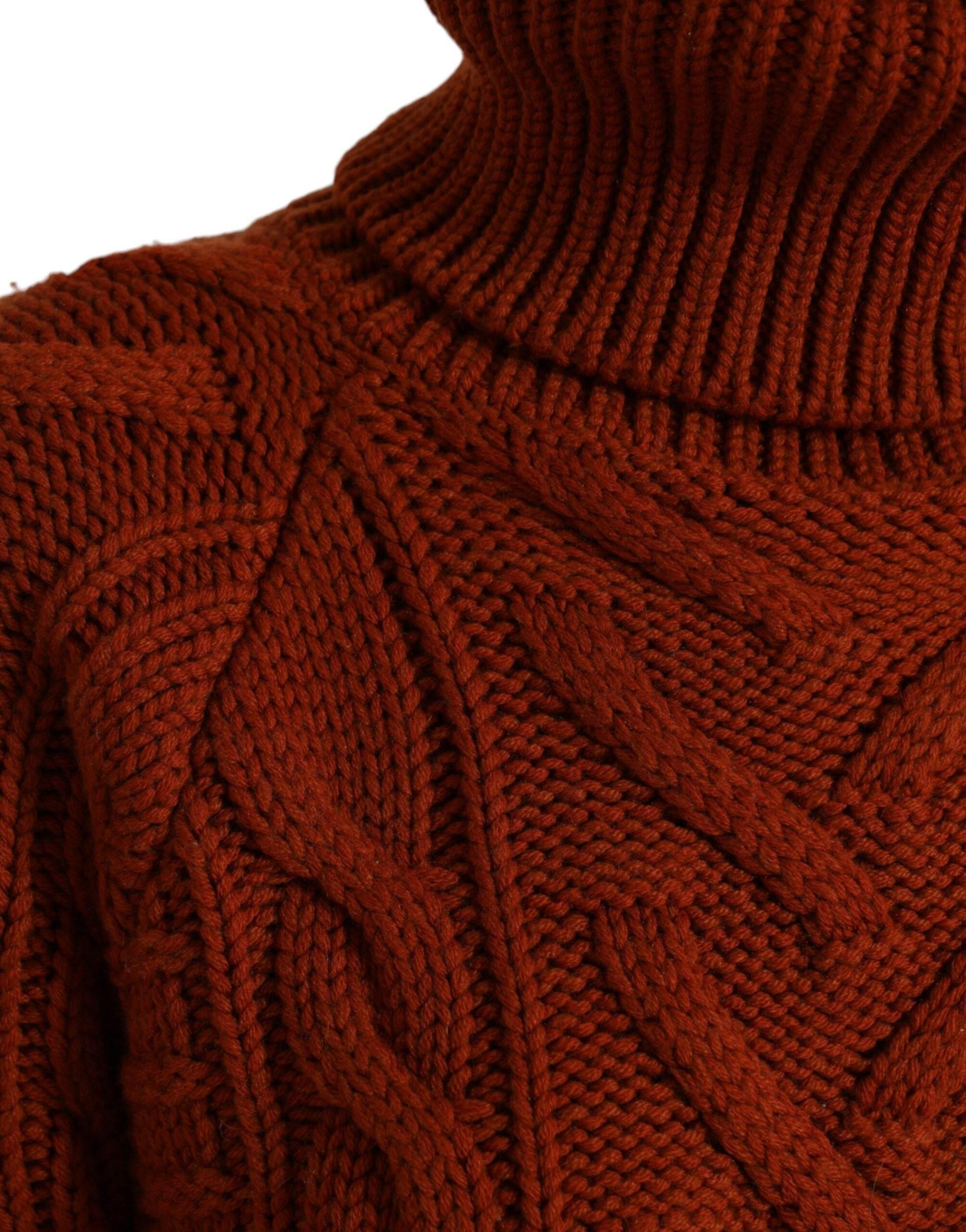 Dolce & Gabbana Brown Wool Knit Turtleneck Pullover Sweater - Hilstor