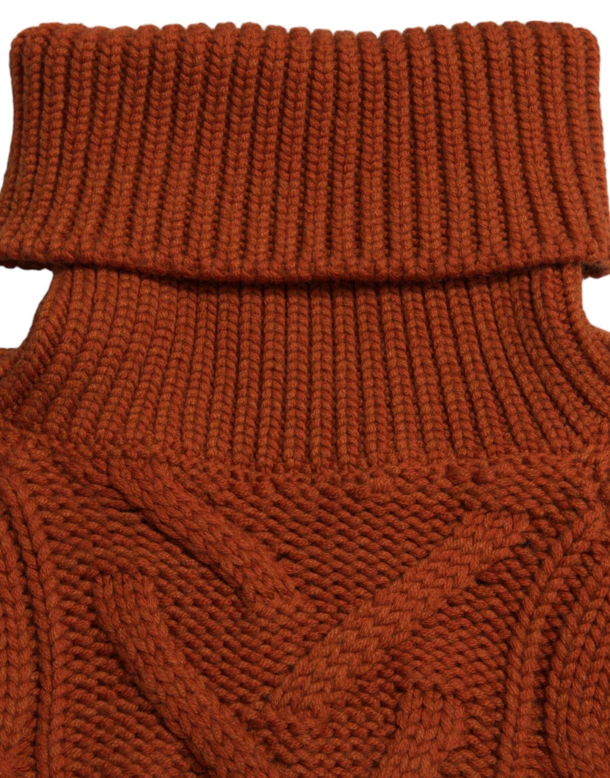 Dolce & Gabbana Brown Wool Knit Turtleneck Pullover Sweater - Hilstor