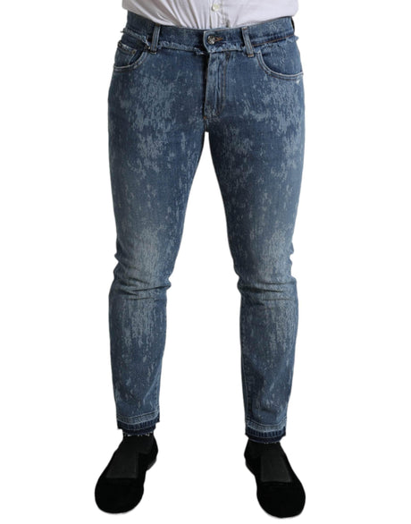 Dolce & Gabbana Blue Washed Skinny Cotton Stretch Denim Jeans - Hilstor