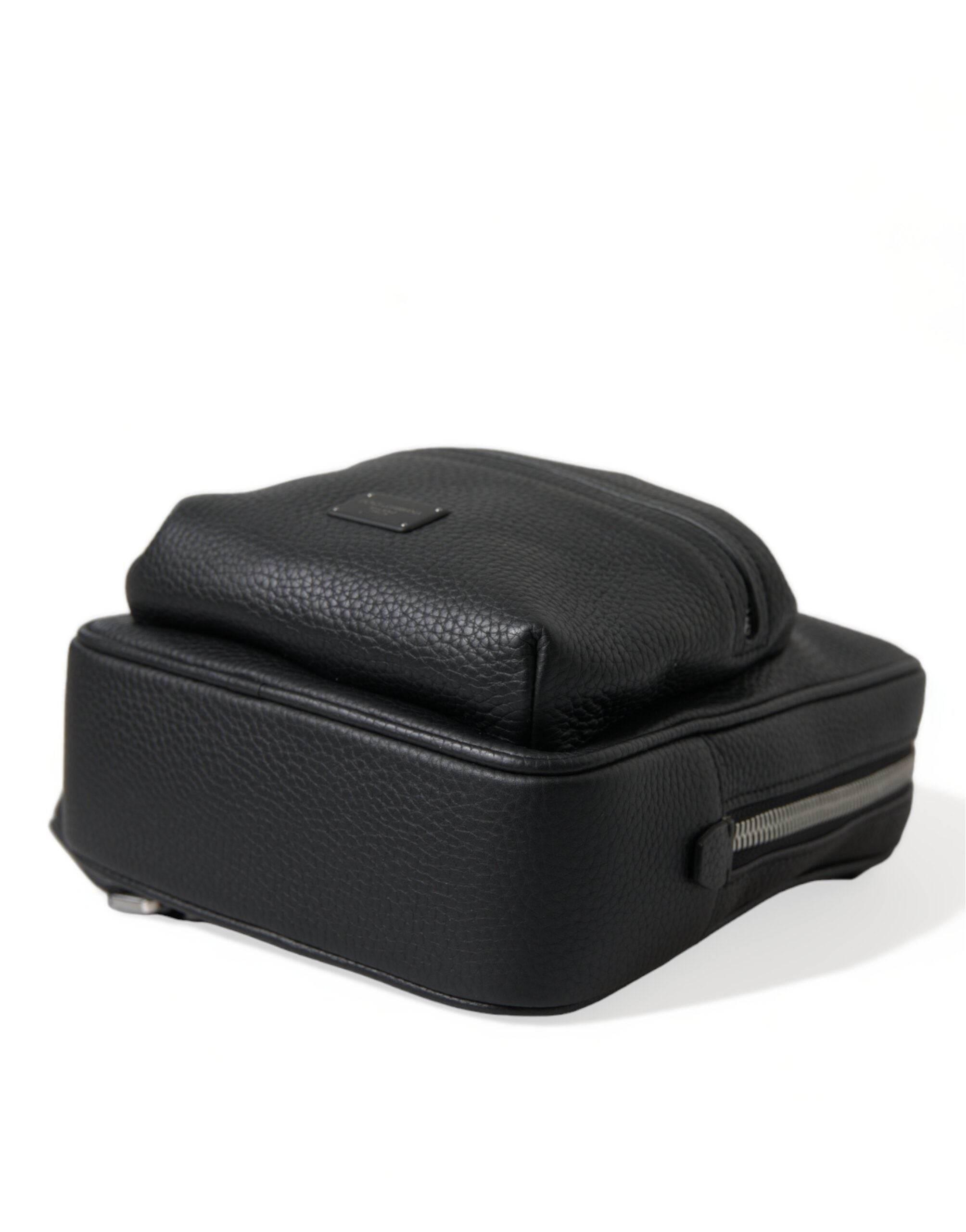 Dolce & Gabbana Black Calfskin Leather Logo Palermo Backpack Bag - Hilstor