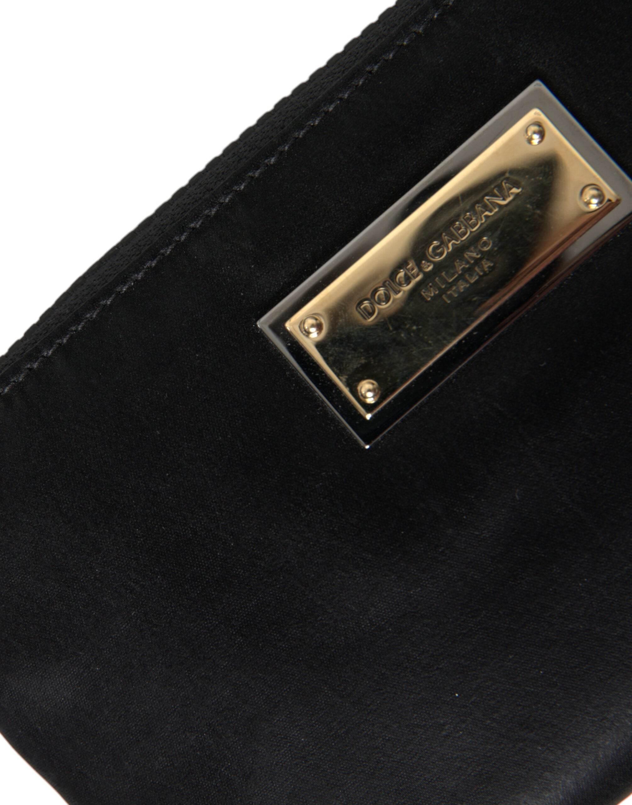 Dolce & Gabbana Black Nylon Logo Plaque Keyring Pouch Clutch Bag - Hilstor