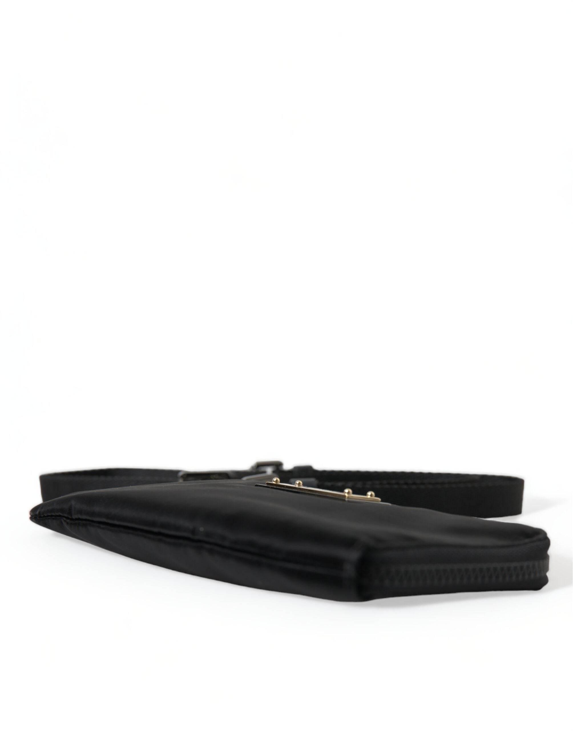 Dolce & Gabbana Black Nylon Logo Plaque Keyring Pouch Clutch Bag - Hilstor