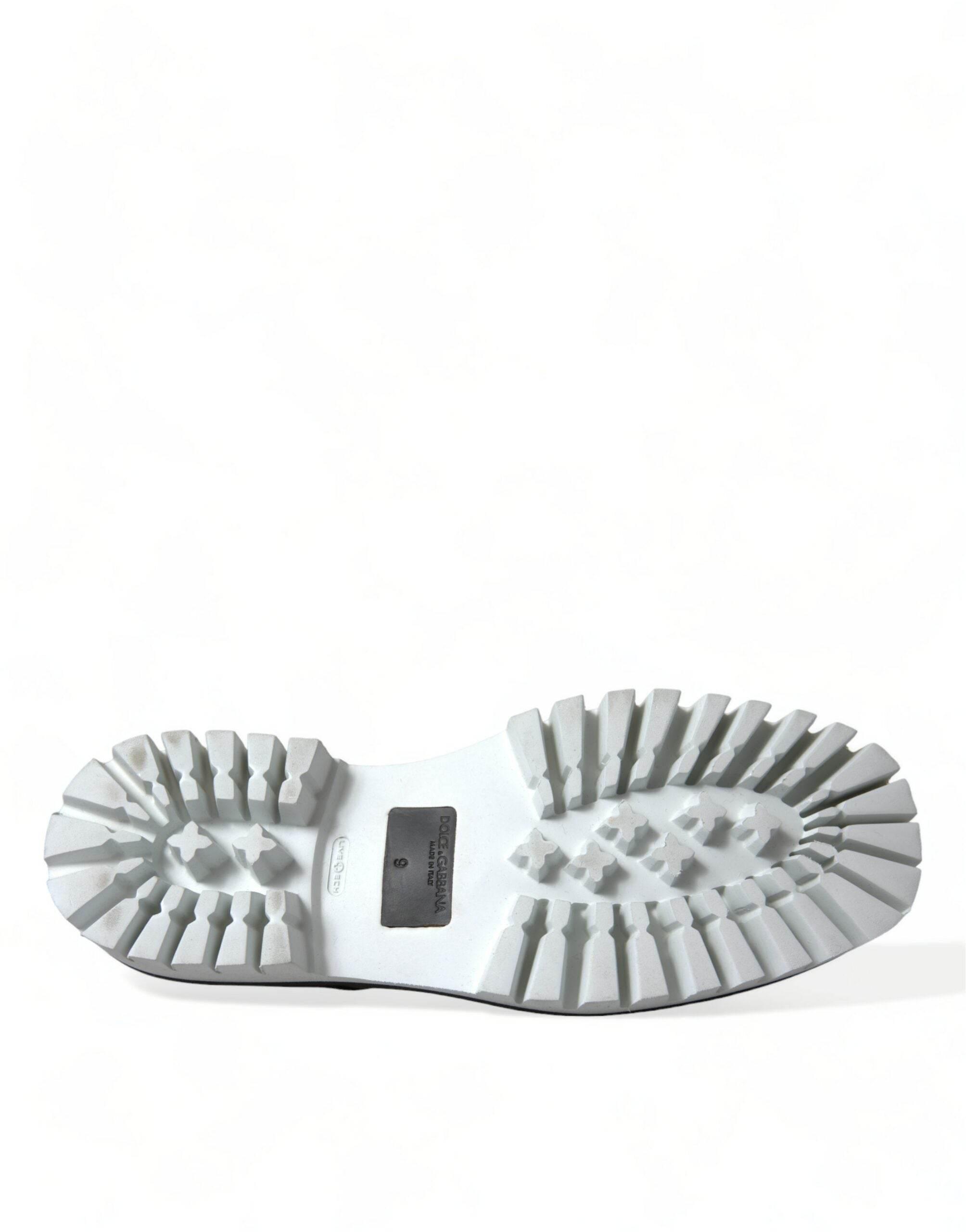 Dolce & Gabbana Sophisticated Black and White Leather Derby Shoes - Hilstor