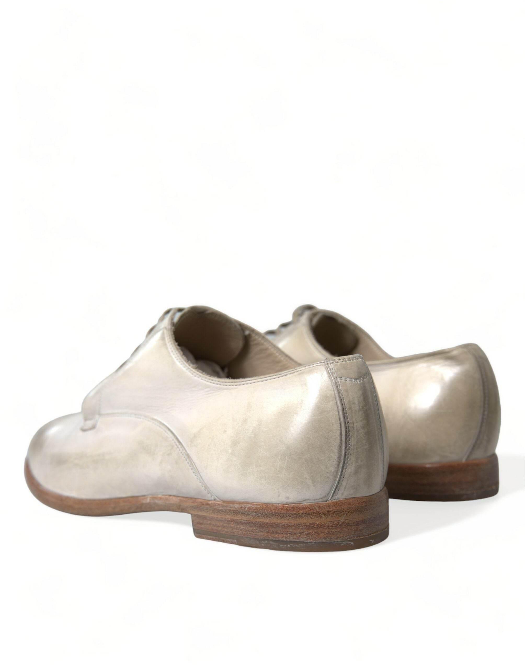 Dolce & Gabbana Elegant White Calfskin Derby Shoes - Hilstor