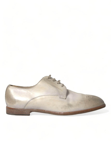 Dolce & Gabbana Elegant White Calfskin Derby Shoes - Hilstor