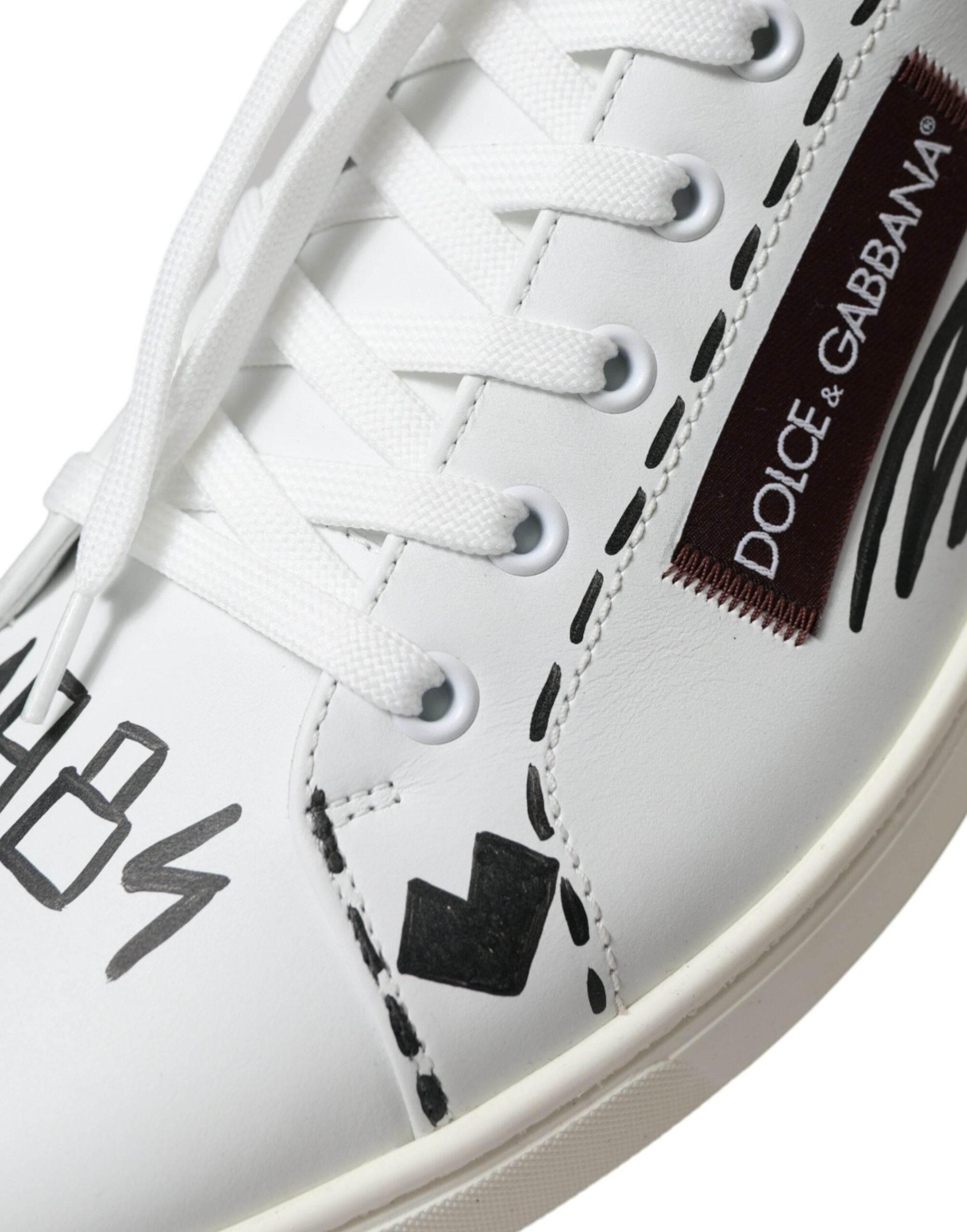 Dolce & Gabbana Exclusive White Bordeaux Low Top Sneakers - Hilstor