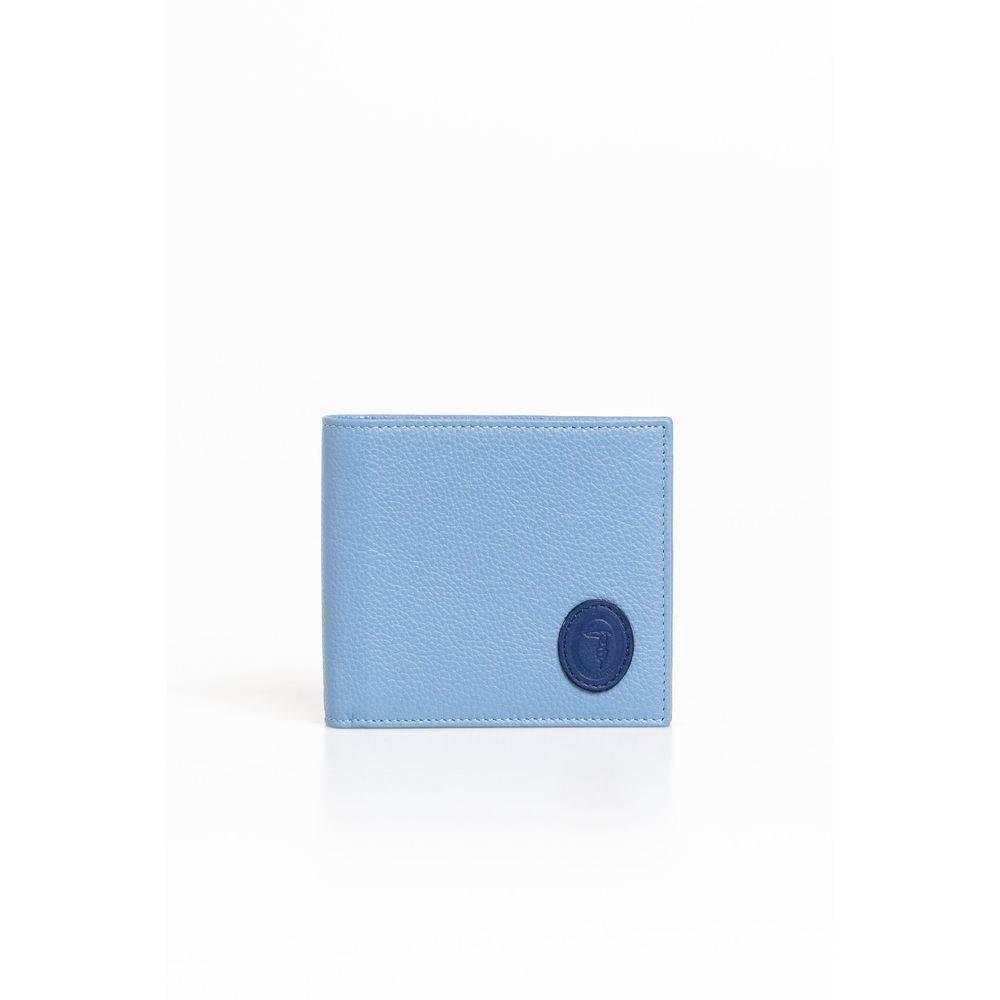 Trussardi Light Blue Leather Men Wallet - Hilstor