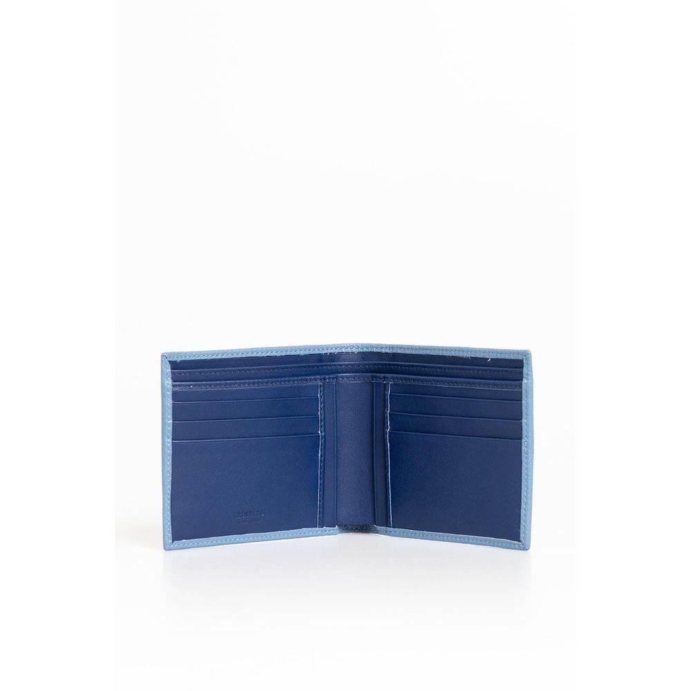 Trussardi Light Blue Leather Men Wallet - Hilstor
