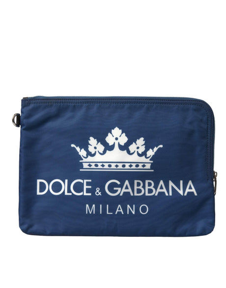 Dolce & Gabbana Elegant Blue Nylon Zipped Clutch - Hilstor