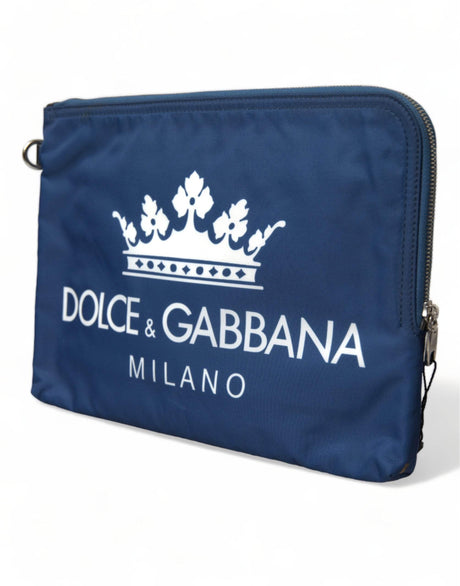 Dolce & Gabbana Elegant Blue Nylon Zipped Clutch - Hilstor